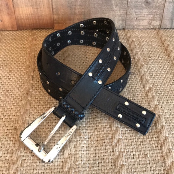 Michael Kors distressed black leather belt. - Picture 2 of 8